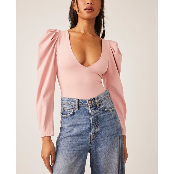 Free People Tops - 🎉LAST CHANCE🎉 FREE PEOPLE Va Va Voop Long Sleeve Bodysuit / Heart Haze